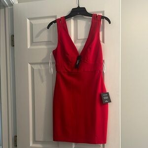 Lulu's Red V-Neck Strappy Mini Dress